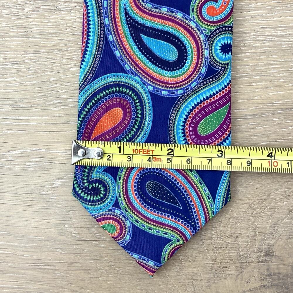 GEOFFREY BEENE Blue Orange Paisley Charming Classic Fun Tie Y2K - Picture 5 of 7